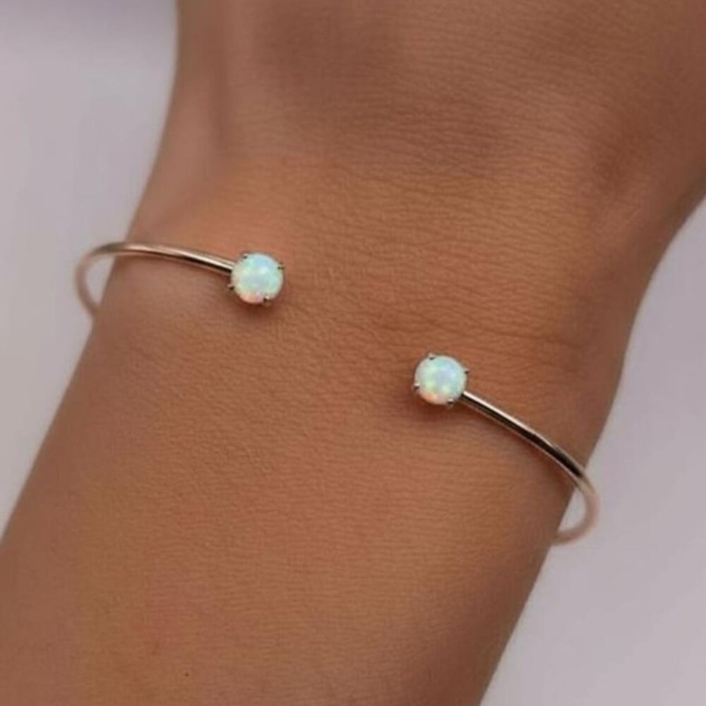 14Kt Gold Opal Open Cuff Bangle
